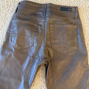 AG Womens Farrah Skinny Ankle High Rise Leather Jean Brown Size 25R